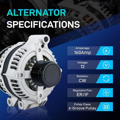 Dodge Alternator Replacement New For 2011-2020 Grand Caravan Journey, V6 3.6 L, 2011-2014 Avenger, 160A Hairpin, 12-15 Ram C V, 11-14 Chrysler 200, 11-16 Town & Country, 11-14 Volkswagen VW Routan in Kuwait