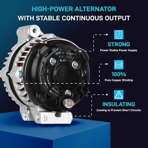 Dodge Alternator Replacement New For 2011-2020 Grand Caravan Journey, V6 3.6 L, 2011-2014 Avenger, 160A Hairpin, 12-15 Ram C V, 11-14 Chrysler 200, 11-16 Town & Country, 11-14 Volkswagen VW Routan in Kuwait