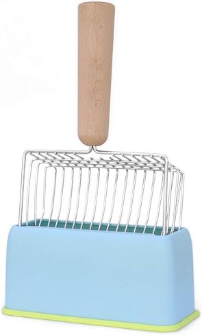 Cat Litter Scoops with Base Bracket, Kitty Scoop, Metal Cat Litter Scoop - Heavy Duty Litter Scooper & Speed Sifter with Comfortable Beech Wood Grip - Heavy Duty and Easy Clean in Kuwait