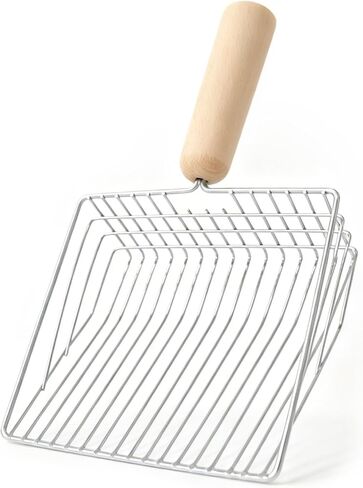 Cat Litter Scoops with Base Bracket, Kitty Scoop, Metal Cat Litter Scoop - Heavy Duty Litter Scooper & Speed Sifter with Comfortable Beech Wood Grip - Heavy Duty and Easy Clean in Kuwait