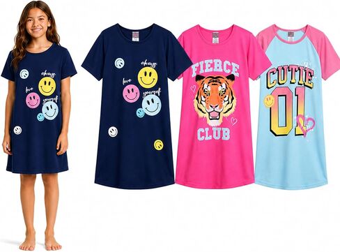 Angel Face Girls’ Nightgown Pajamas – 3 Pack Sleepwear Night Dress Sleep Shirt (4-14) in Kuwait