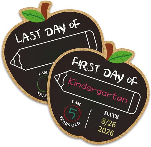 First and Last Day of School Chalkboard 9.8" Double Sided Reusable Back to School Sign for Kids Girls Boys Preschool Pre-K Kindergarten 1st Grade Photo Props 1st Day of Schools Board Gifts in Kuwait