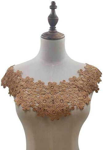 Hollow Out Applique Neckline Neckband Fake Collar Lace Patches Embroidered Collar Sewing DIY Supplies Water Soluble Lace Collars Garment 3 pcs (Blue) in Kuwait