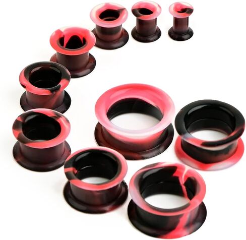 WYR 20/28pcs 8g-1" Ear Tunnels Plugs Stretching-kit Set : Hollow Hard/Soft Silicone Double Flare Plugs and Tunnels Ear Expander Gauges Stretcher Body Piercing Jewelry in Kuwait