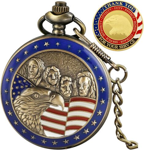 Tiong Gifts for Veterans,Pocket Watch for Veterans with Chain,Best Veterans Day Gifts in Kuwait