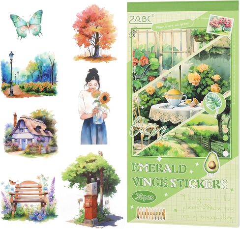 182PCS Pre-cut Aesthetic Journaling Sticker for Adult, 20 Sheets Scrapbook Sticker Book, Junk Journal Supplies Stickers for Planner Cottagecore Decorative DIY Craft Project in Kuwait