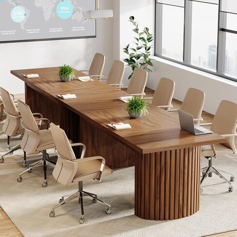Tribesigns 6.56 ft Conference Table for 6-8 People, 78.7" Large Rectangle Meeting Table with Double Pedestal, Farmhouse Seminar Table Boardroom Desk for Office Meeting Conference Room, Walnut in Kuwait