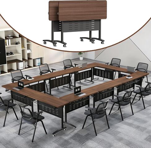 70.8" Folding Conference Table Large Rectangle Conference Room Tables,Mobile Meeting Seminar Table,Waterproof Wooden Training Table,Modern Business Boardroom Desk for Office,Classroom(4pcs) in Kuwait
