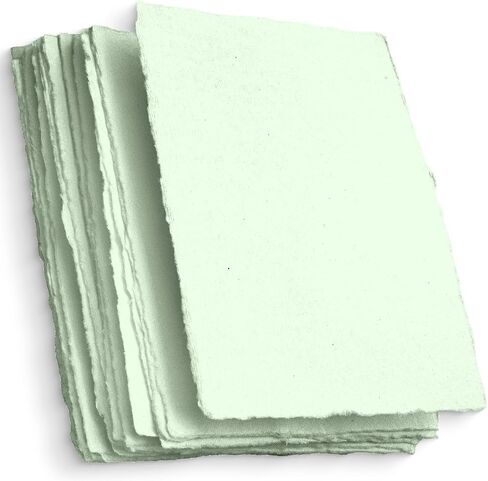 Wanderings A4 Handmade Straw White Deckle Edge Paper - 8.25x11.7" - Pack of 50 - Watercolor/Mixed Media Cotton Sheets - Paintings, Drawings, Letters, Stationery - Thick 150 GSM in Kuwait