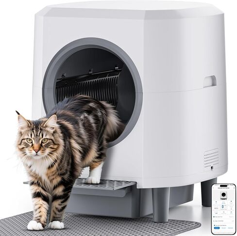 2 Pack Stainless Steel Litter Box with Lid, Ellenpent, Large Metal Cat Litter Pan, High Sided, Anti-Urine Leakage, Odor-Free & Easy Clean, Includes 2 Scoops &Trash Bag*4 & Sticker, Gray in Kuwait