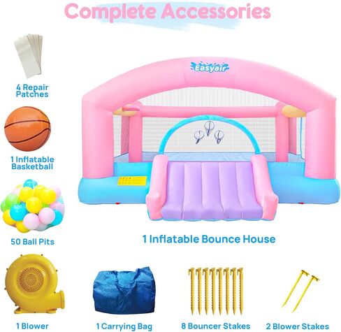 Large Bounce House for Big Kids, 14.8 x 14.5 FT Inflatable Bouncer Jumper Slide with 650W Blower, Basketball Hoop, Throw Ball Game, Ball Pits Yellow in Kuwait