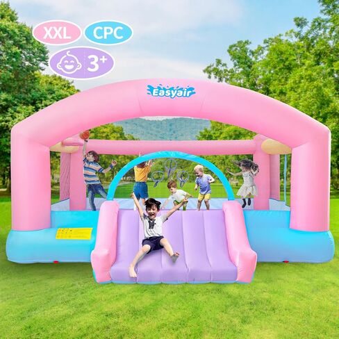Large Bounce House for Big Kids, 14.8 x 14.5 FT Inflatable Bouncer Jumper Slide with 650W Blower, Basketball Hoop, Throw Ball Game, Ball Pits Yellow in Kuwait