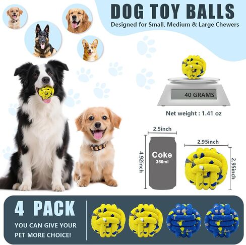 Dog Balls Tennis Ball Toys Dog Toy for Aggressive Chewers Indestructible Teething Chew Toys Water Toy Fetch Ball for Dogs (4 Pack) in Kuwait