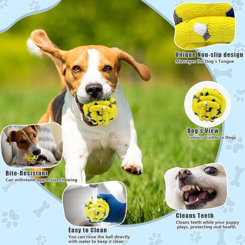 Dog Balls Tennis Ball Toys Dog Toy for Aggressive Chewers Indestructible Teething Chew Toys Water Toy Fetch Ball for Dogs (4 Pack) in Kuwait