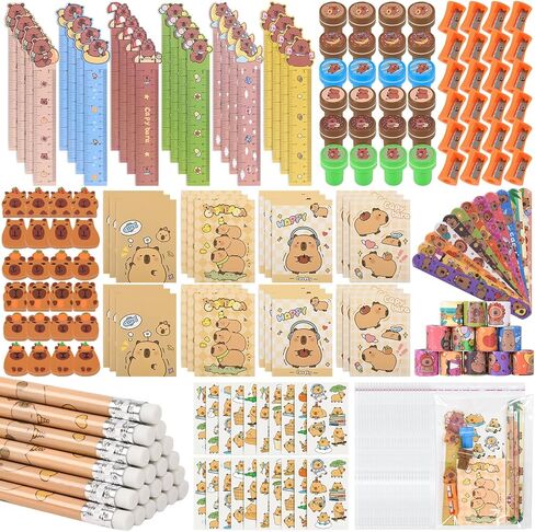 216Pcs Capybara Supplies Stationery Set Back to School Gifts Capybara Themed Birthday Gifts Goodie Bag Stuffers Supplies Classroom Rewards. in Kuwait