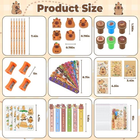 216Pcs Capybara Supplies Stationery Set Back to School Gifts Capybara Themed Birthday Gifts Goodie Bag Stuffers Supplies Classroom Rewards. in Kuwait