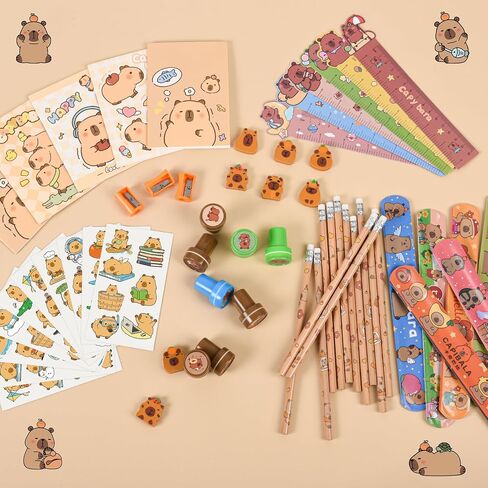 216Pcs Capybara Supplies Stationery Set Back to School Gifts Capybara Themed Birthday Gifts Goodie Bag Stuffers Supplies Classroom Rewards. in Kuwait