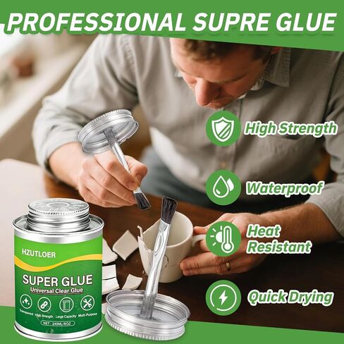 Super Glue,Clear Glue with Brush,120ML All Purpose Strong Adhesive,Instant Superglue Multi-Purpose Glue for Wood,Ceramic,Leather,Plastic,Glass,Metal,Rubber,DIY Crafts in Kuwait