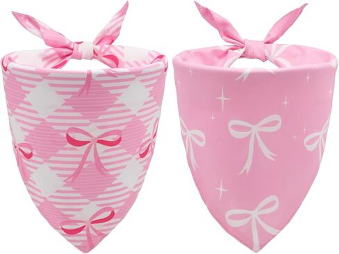 Pink Bow Dog Bandanas ، وشاح Spring Spring Summer For Girls ، Coquette Bowknot Dog Dogts ، ملابس الحيوانات الأليفة مثلث للكلاب المتوسطة إلى الكبيرة (2 مساءً ، كبيرة) in Kuwait