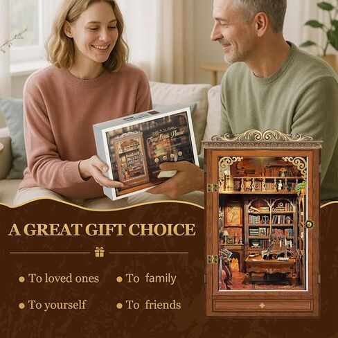 Sunnino Book Nook Kit - DIY Miniature House Kit 3D Wooden Doll House Book Nook Kits Whost Reshelf Gift for Teens Family Friends in Kuwait