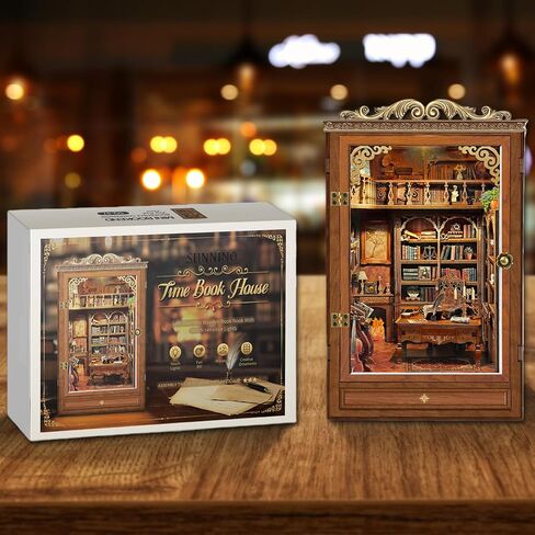 Sunnino Book Nook Kit - DIY Miniature House Kit 3D Wooden Doll House Book Nook Kits Whost Reshelf Gift for Teens Family Friends in Kuwait