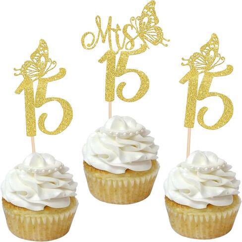 12 Pack Mis 15 Centerpiece Sticks, Happy 15th Birthday Party Decorations, Double Sided Gold Glitter Hello 15 Fabulous Table Toppers, Cheers to 15 Years Old Birthday Anniversary Party Decotations in Kuwait