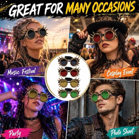 Lelinta Vintage Steampunk Goggles 7 Pairs of Interchangeable Lenses in Kuwait