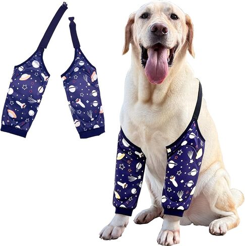 Dog Knee Protector Pad for Calluses Knee Brace Front Elbow Support Wrap, Pet Sleeves for Wounds Dog Elbow Callus Treatment for Medium Large Dogs with Scarf（3XL Stars） in Kuwait