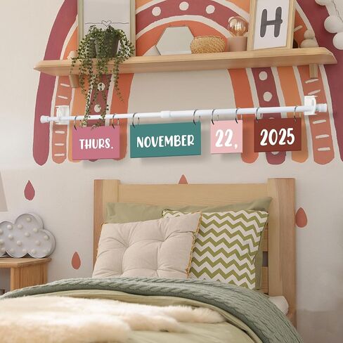 تقويم Boho Flip for Classroom Boho Calendar Bulletin Board مع زخرفة الفصول الدراسية مع 55 بطاقات تاريخية حامل تقويم للمعلمين لوازم ديكور الفصل الدراسي للمعلمين in Kuwait