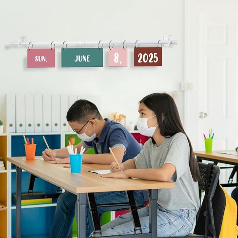تقويم Boho Flip for Classroom Boho Calendar Bulletin Board مع زخرفة الفصول الدراسية مع 55 بطاقات تاريخية حامل تقويم للمعلمين لوازم ديكور الفصل الدراسي للمعلمين in Kuwait