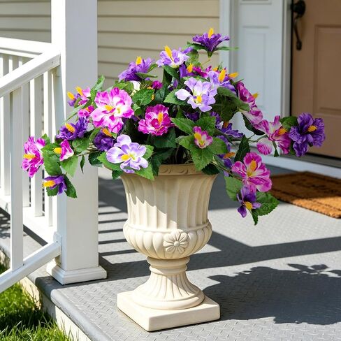 Fall Flowers Artificial for Outdoors Decoration, 2PCS Fake Fall Flowers for Outdoor Planters, Autumn Faux Hibiscus UV Resistant No Fade for Home Porch Patio Garden Balcony Yard Indoor Decor in Kuwait