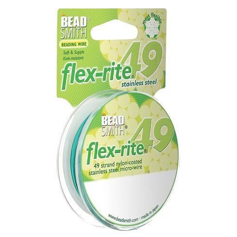 The Beadsmith Flex-Rite 49 Strand Nylon Coated, Stainless-Steel Beading Wire, Jewelry Making Supply (.014 Dia, Green - 30 Ft) in Kuwait