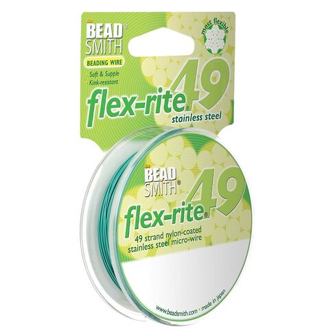 The Beadsmith Flex-Rite 49 Strand Nylon المطلي ، سلك الديكور المصنوع من الفولاذ المقاوم للصدأ ، وإمداد المجوهرات (.014 DIA ، الأخضر-30 قدمًا) in Kuwait