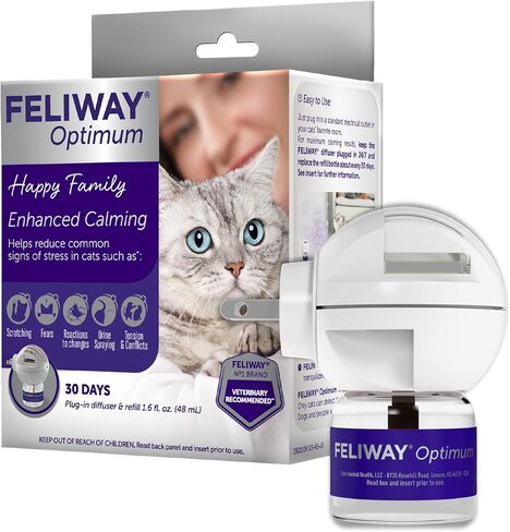 FELIWAY Optimum Cat, Enhanced Calming Pheromone Diffuser, 30 Day Starter Kit (48 mL) in Kuwait