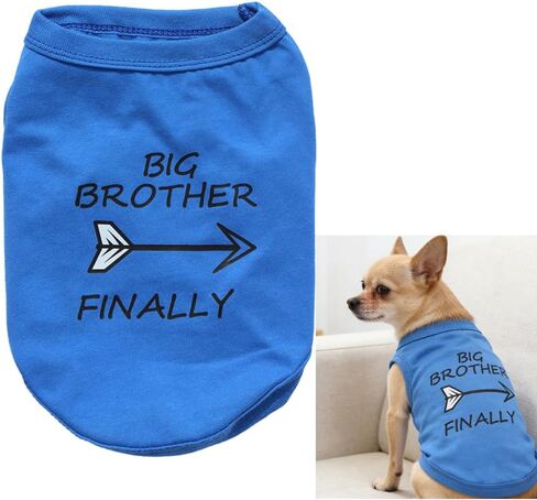 Breathable Summer Pet Clothes for Small Boy Dogs, Cotton Dog T Shirts for Puppies Cats Kittens, Big Brother Print Doggie Outfits for Chihuahua Teddy Yorkie in Kuwait