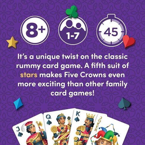 PlayMonster Five Crowns — The Game Isn't Over Until the Kings Go Wild! — 5 Suited Rummy-Style Card Game — For Ages 8+ in Kuwait