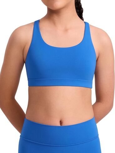 حمالة صدر للتدريب من CRZ YOGA Girls Butterluxe - حمالة صدر رياضية ذات رقبة واسعة وحمالة صدر لليوجا للمراهقين، بلوزة قصيرة مريحة للرقص in Kuwait