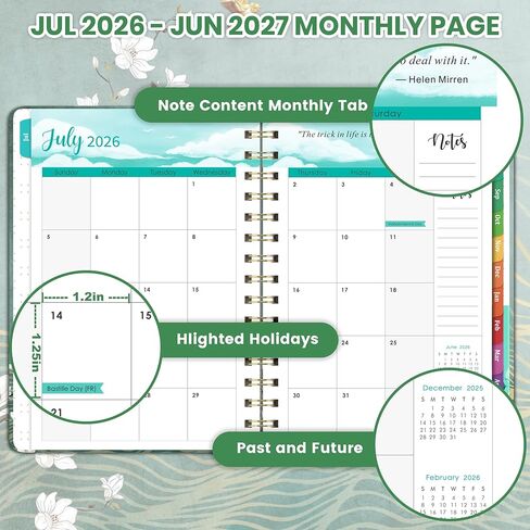2026 مخطط - يناير. 2026 - ديسمبر. 2026 ، 2026 Planner Weekly and Monthly ، مخطط تقويمي 2026 ، مخطط أسبوعي وشهري مع علامات تبويب ملونة ، ورق متميز ، ملزمة مزدوجة - غلاف (6.4 "× 8.5" ، الأخضر ، الجيب الخلفي) in Kuwait