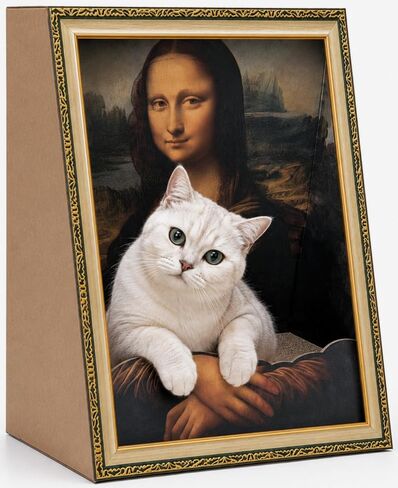Mona Lisa Cat Scratcher Bed Home Decor 3-in-1 Pre-Assembled Frame Easy Setup 3D Kitten Cardboard House Horizontal Scratching Pad Cat Living in Famous Painting Gift for Your Beloved Pet in Kuwait