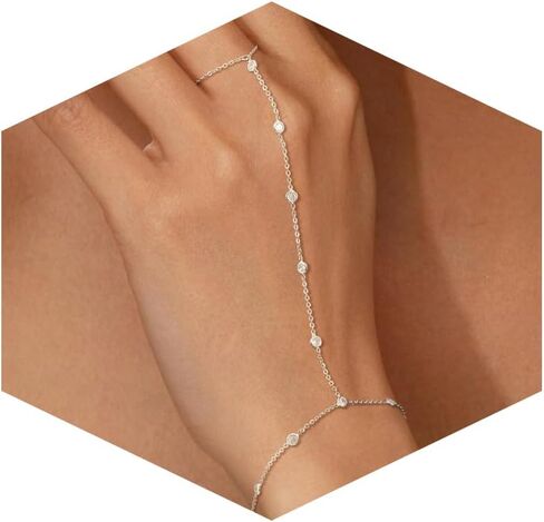 Gold Hand Chain Bracelets for Women Trendy, Dainty 2PCS Gold Ring Bracelet Hand Chain Finger Bracelets Layered Stackable Link Bracelets for Women Jewelry Gifts for Women in Kuwait