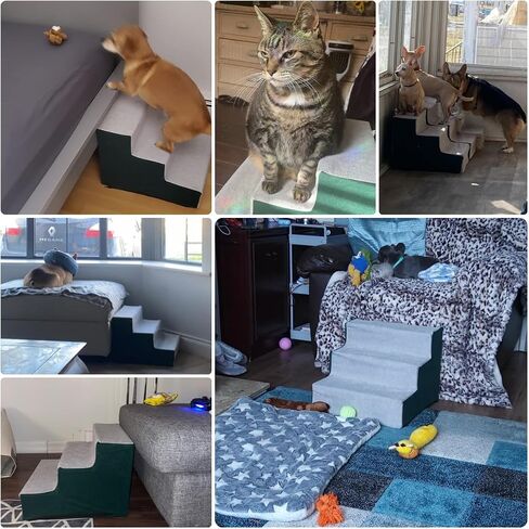 Dog Stair for Small Dogs Assembled Cat Steps with Washable Cover for Couch, Low Bed (Height: 12.2") in Kuwait