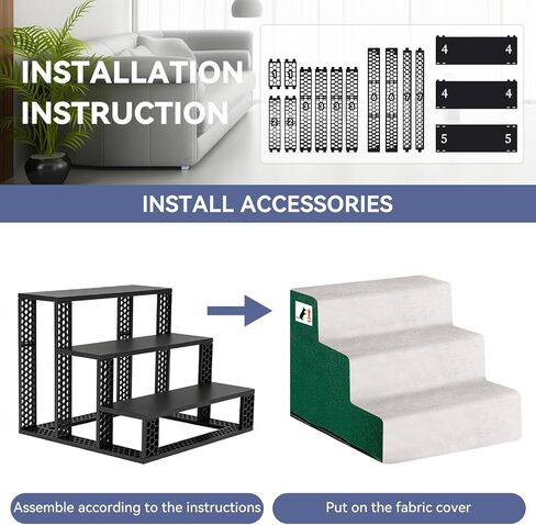 Dog Stair for Small Dogs Assembled Cat Steps with Washable Cover for Couch, Low Bed (Height: 12.2") in Kuwait