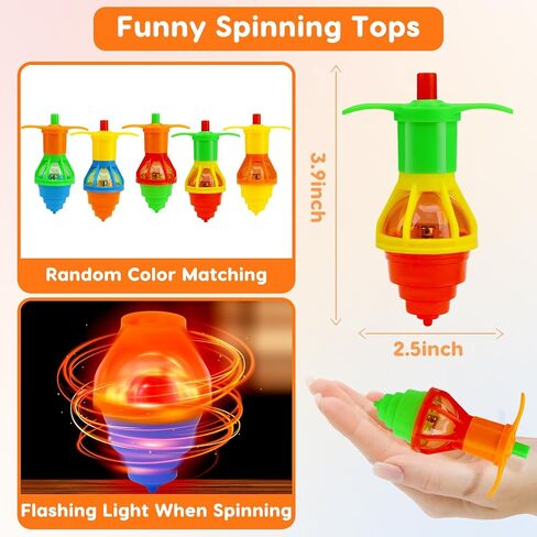 24PCS Light Up Spinning Tops for Kids, Party Favors for Kids 3-5 4-8 8-12, Fidget Spinner Bulk Toy for Toddler Boys Girls Easter Goodie Bags Stuffers Birthday Return Gifts Treasure Box Classroom Prize in Kuwait