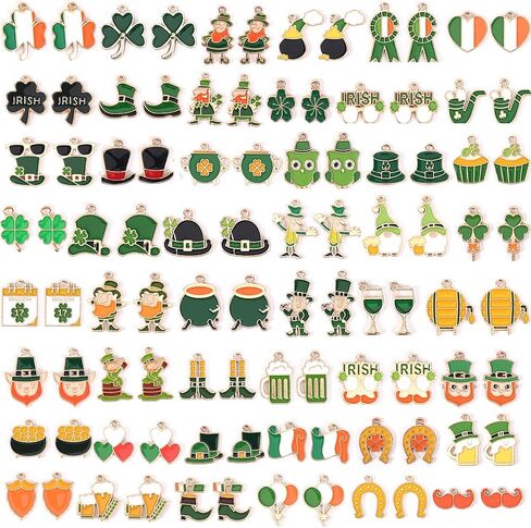 Sannix 110pcs St. Patrick's Day Charms St. Patrick's Shamrock Charms Green Charms Gold Monamel Charms for Jewelry Making Making Basterces Craft in Kuwait