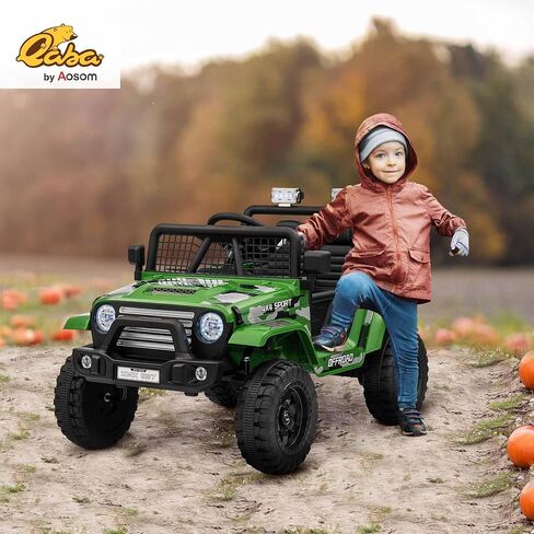 Qaba 12V Ride on Truck, Battery Powered Kids Electric Car with Parent Remote, 4 Suspension Wheels, 3 MPH Max Speed, Music, Horn & LED Lights for Ages 3-6 Years Old, Red in Kuwait