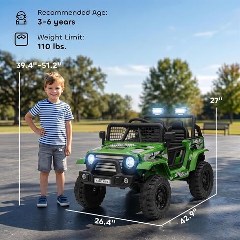 Qaba 12V Ride on Truck, Battery Powered Kids Electric Car with Parent Remote, 4 Suspension Wheels, 3 MPH Max Speed, Music, Horn & LED Lights for Ages 3-6 Years Old, Red in Kuwait