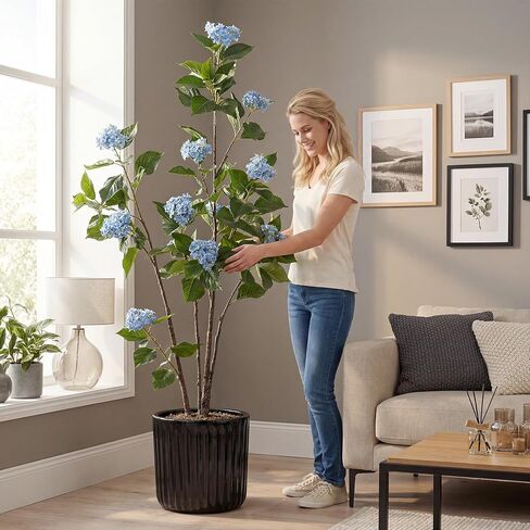 Fake Tree Hydrangea Fake Tall Plant Tall Artificial Plants Indoor for Home Decor Faux Plants Indoor Tall Hydrangea Artificial Flowers Outdoor Decor Artificial Tree Tall Faux Plants Indoor 6ft(White) in Kuwait