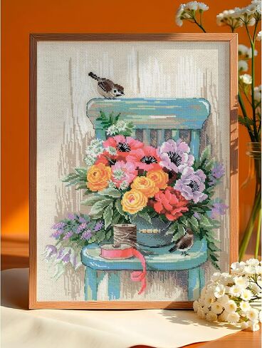 RIOLIS - Fragile Beauty 2220, Floral Cross Stitch Kits 6"x 6", Cross Stitch Kits for Beginners & Advanced, Crossstitching Kits Adult, Counted Stitching Kits, Butterfly Embroidery Kit in Kuwait