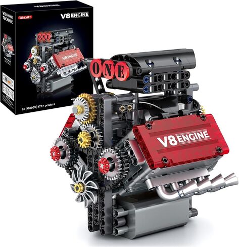 V8 Engine Building Set,V8 Engine Model kit That Run,Build Your Own STEM Mini V8 Model Engine Kit with Battery and Motor,8-Cylinder Car Engine Building Engineering Toys for Kids Adults(478PCS) in Kuwait