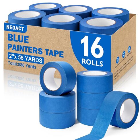 NEOACT 5 Rolls Blue Painters Tape -1 Inch X 55 Yards,Multi-Purpose Bulk Blue Masking Tape,No Residue Artist Crafts,Decorations,Home,Wall,Painting Supplies in Kuwait